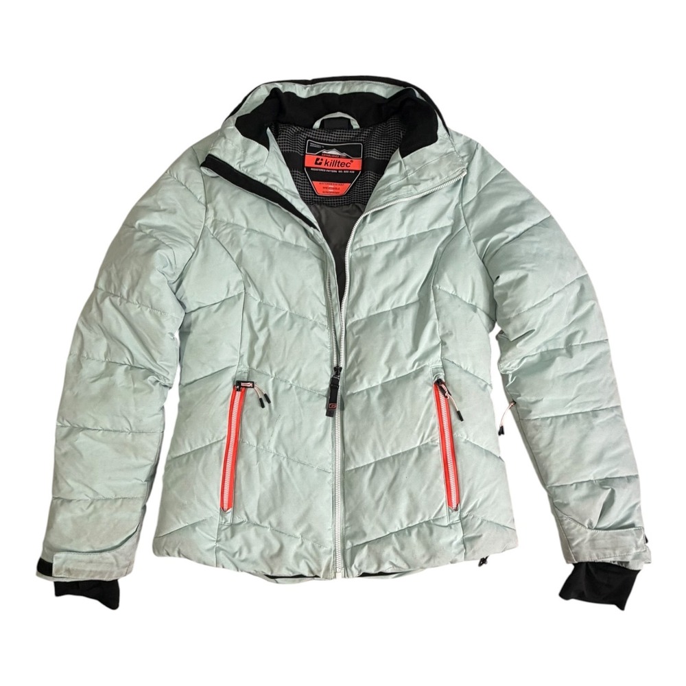 Killtec Women Mint Green Ski Jacket Size 6 Water Resistant Windproof Puffer Coat